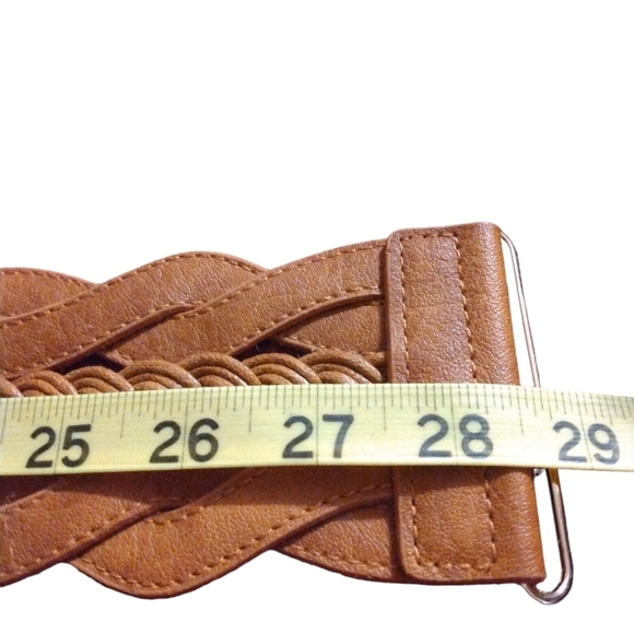 Brown Stretch Braided Belt w. Silver Latch Closure No Brand No Sizing 80's Vibes - Picture 6 of 6